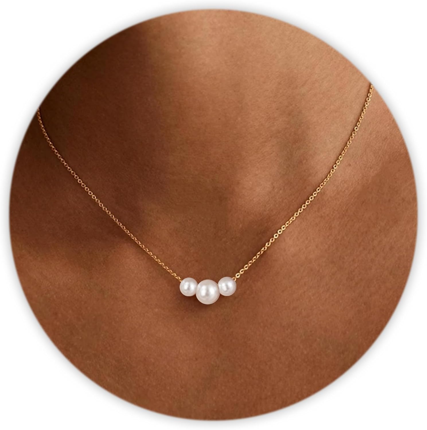 SmileBelle Gold Pearl Pendant Necklace
