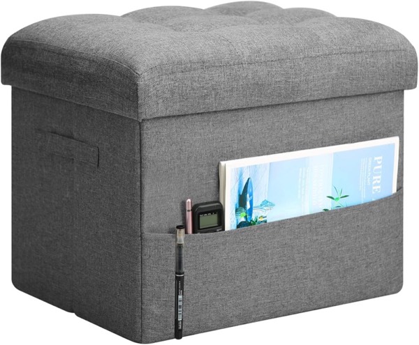 Foldable Storage Ottoman Bench with Padded Seat